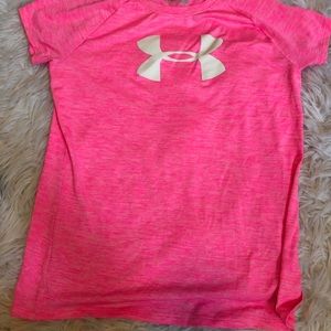 pink under armor workout shirt